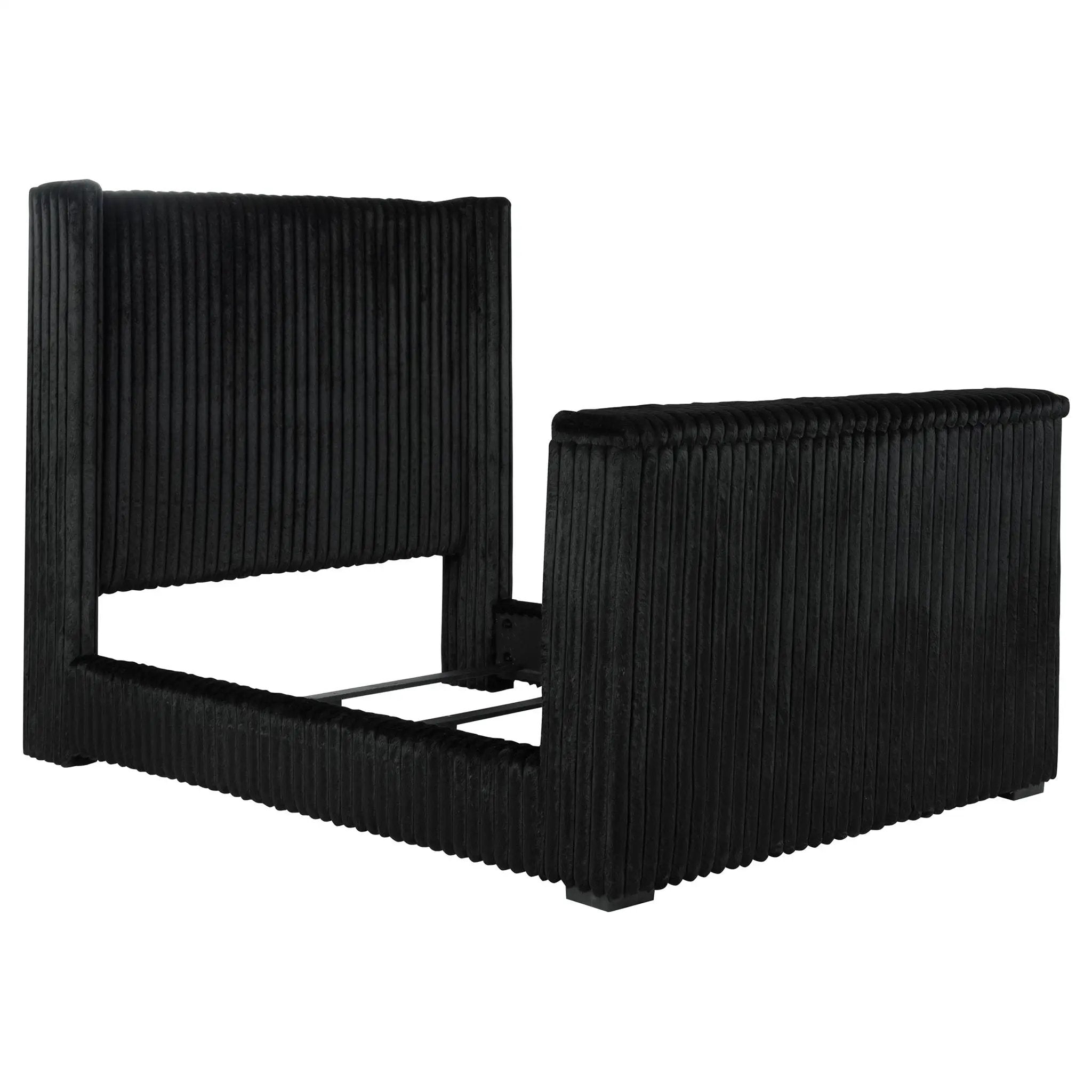 Centergrove Upholstered Queen Wingback TV Bed Black by Unique Piece Furniture