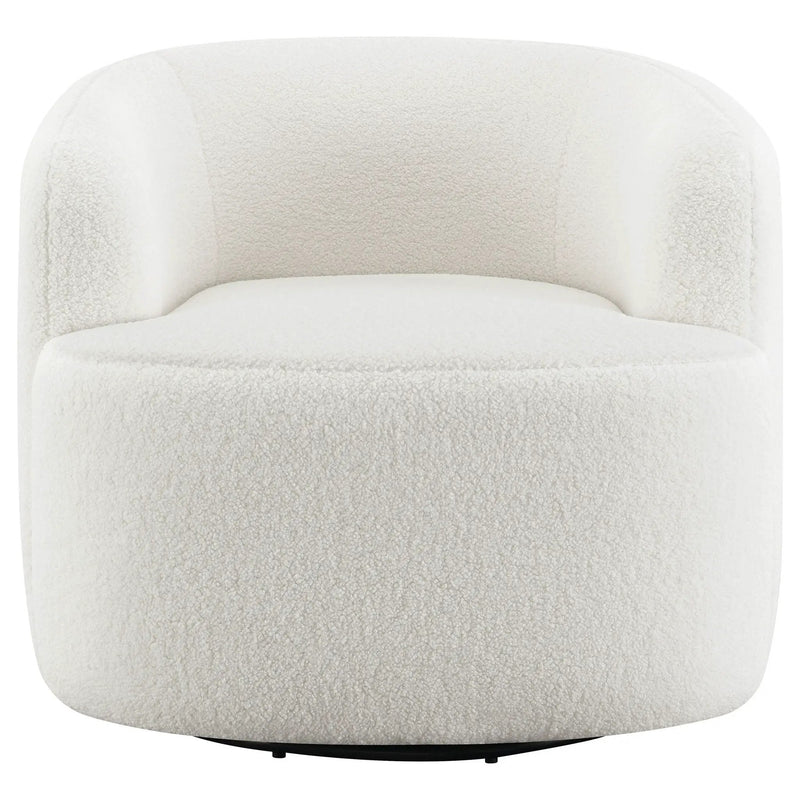 Hudson Faux Sheepskin Upholstered Swivel Chair Natural by Unique Piece Furniture