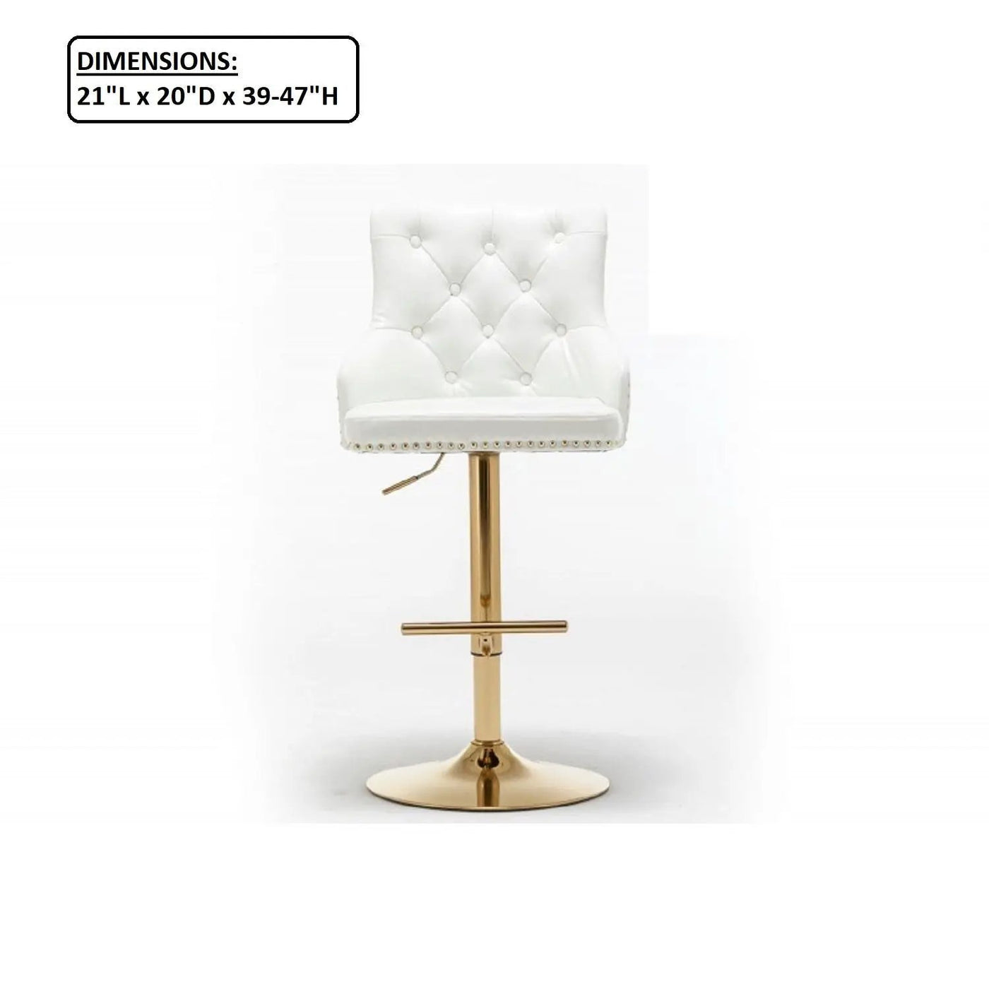 Adjustable Swivel Bar Stool With Nailhead Trim (Set of 2) by Unique Piece Furniture