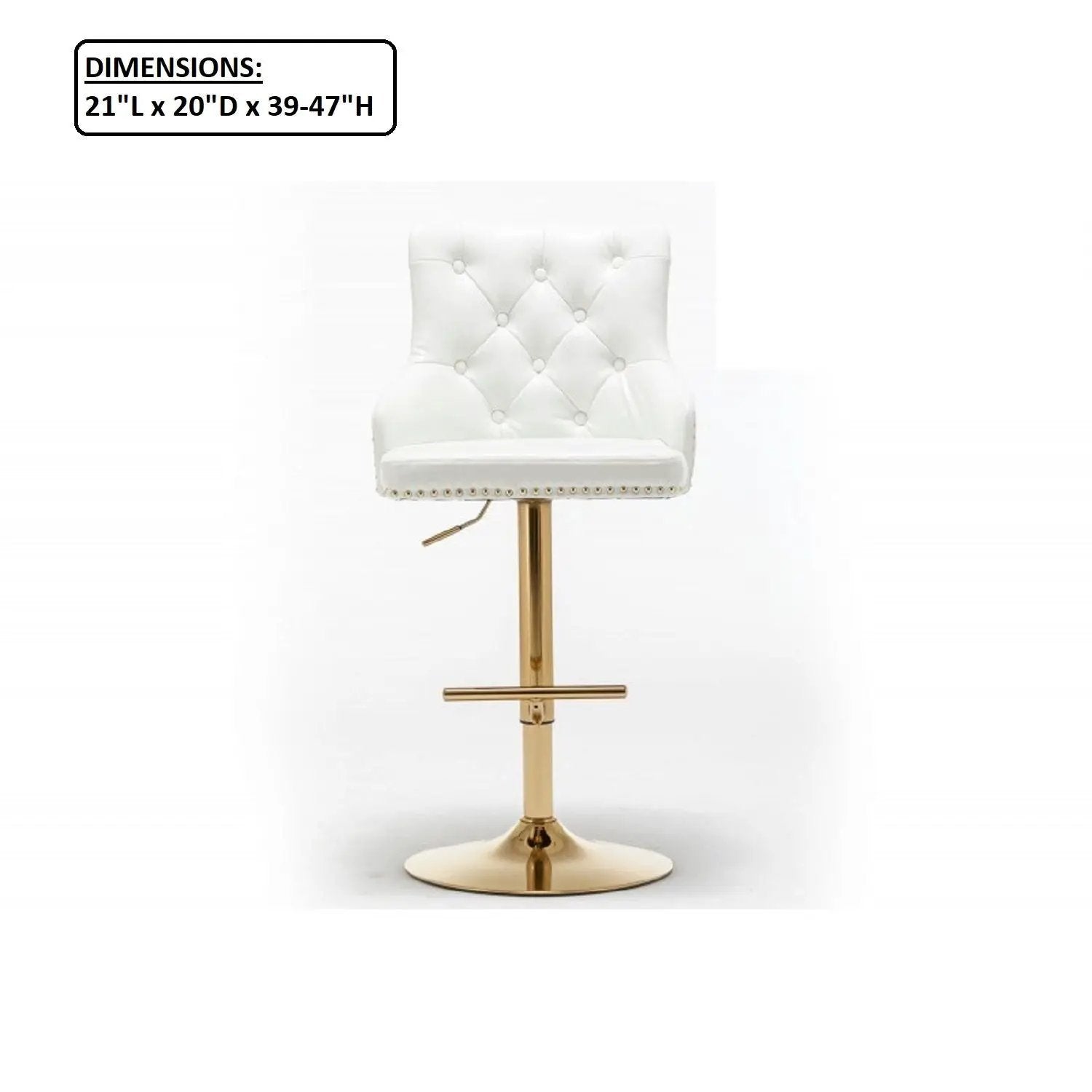 Adjustable Swivel Bar Stool With Nailhead Trim (Set of 2) by Unique Piece Furniture