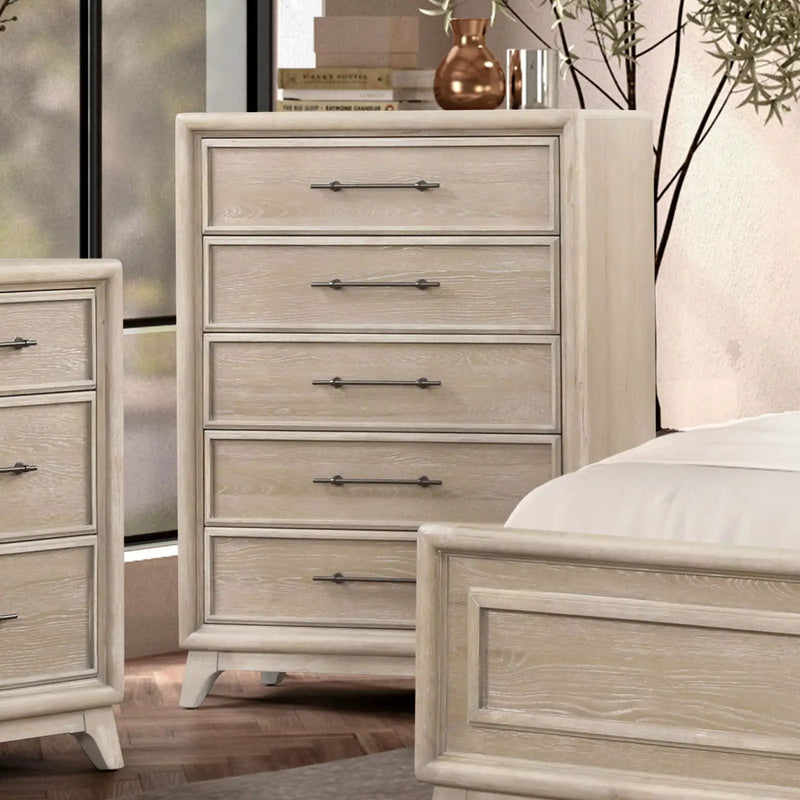 1 Piece Chest With Handles, Angled Legs, Ball Bearing Glides - Oak by Unique Piece Furniture