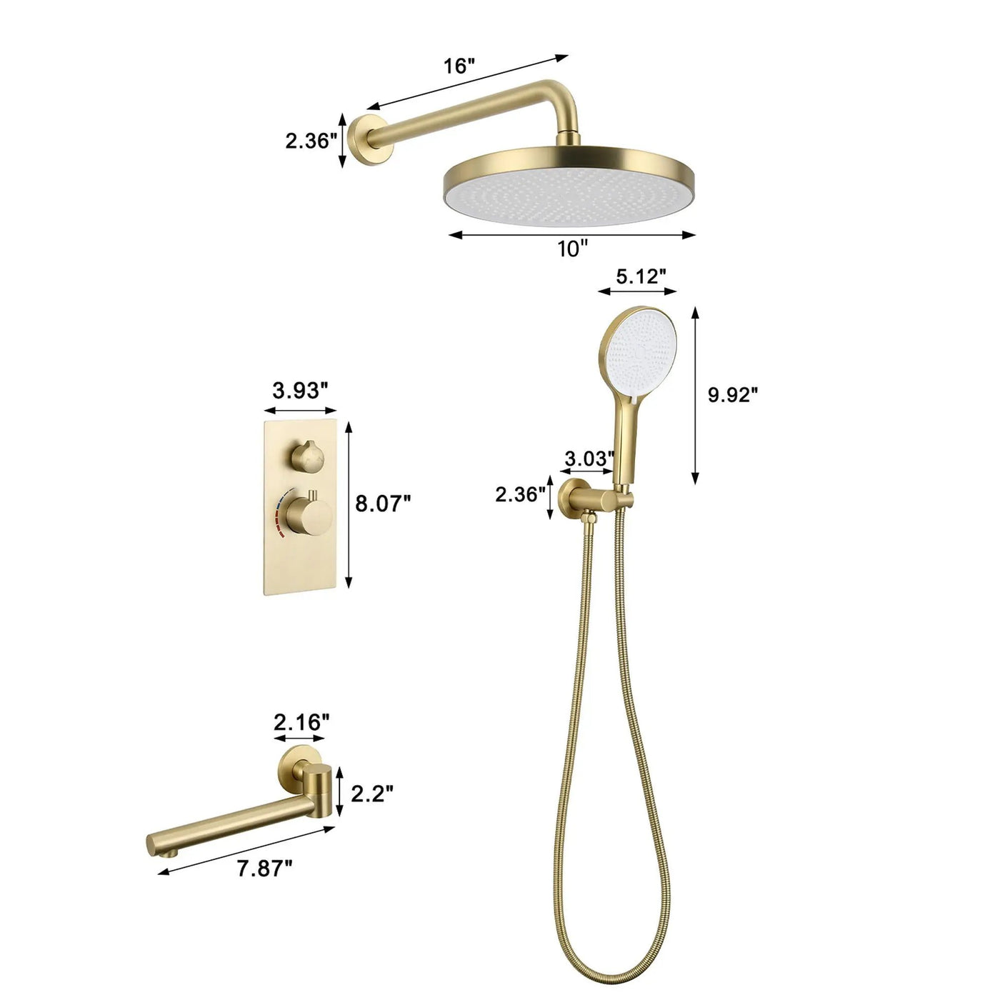10" Shower System Set With Control Valve And Overhead Shower by HouseOfZazla