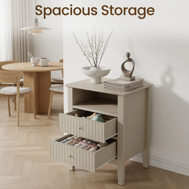 Fluted Nightstand With 2 Drawers by HouseOfZazla