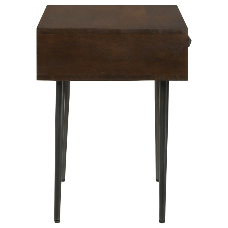 Gibson - Coffee 1 Drawer Rectangular Side Table With Angled Legs - Coffee by HouseOfZazla