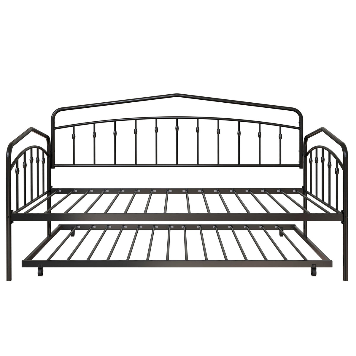 Fox Daybed With Twin Trundle - Metal Frame, Black or White
