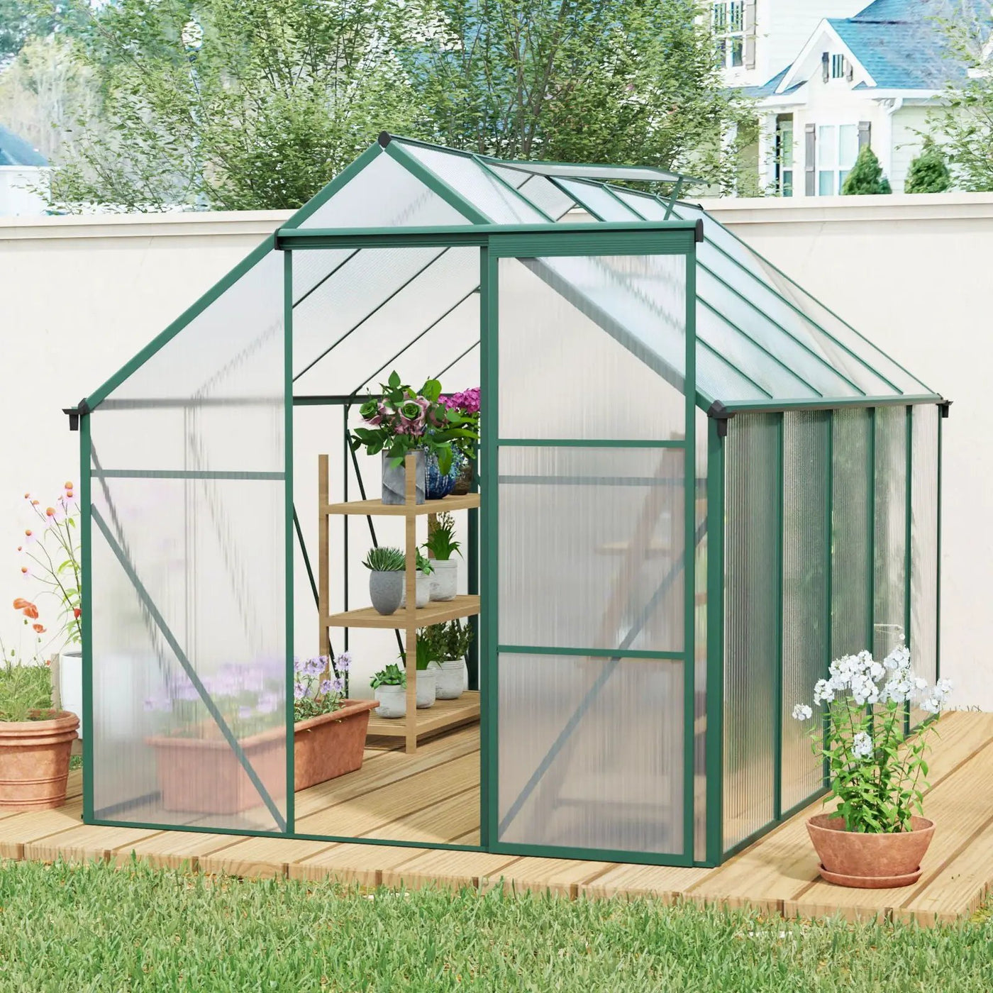 Polycarbonate house Raised Base And Anchor Aluminum Heavy Duty Walk-In houses For Outdoor Backyard In All Season by HouseOfZazla