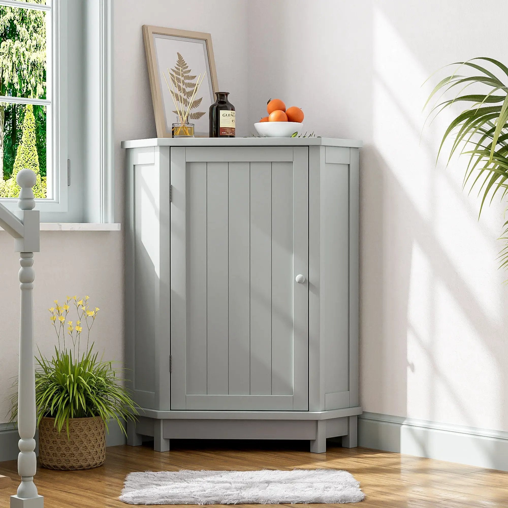 Bathroom Cabinet Triangle Corner Storage Cabinet With Adjustable Shelf Modern Style by Unique Piece Furniture