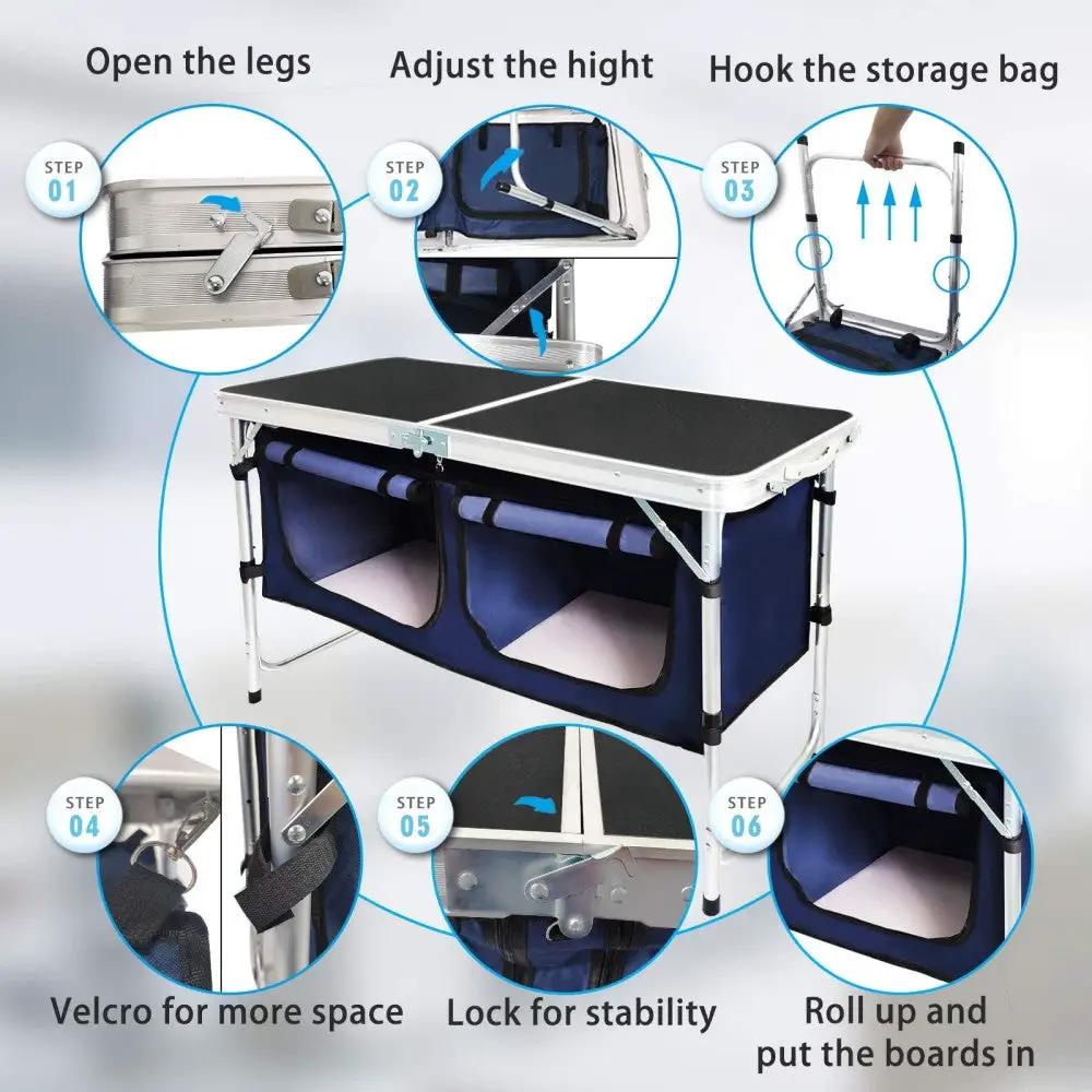 Folding Camping Table With Storage Compartment by HouseOfZazla