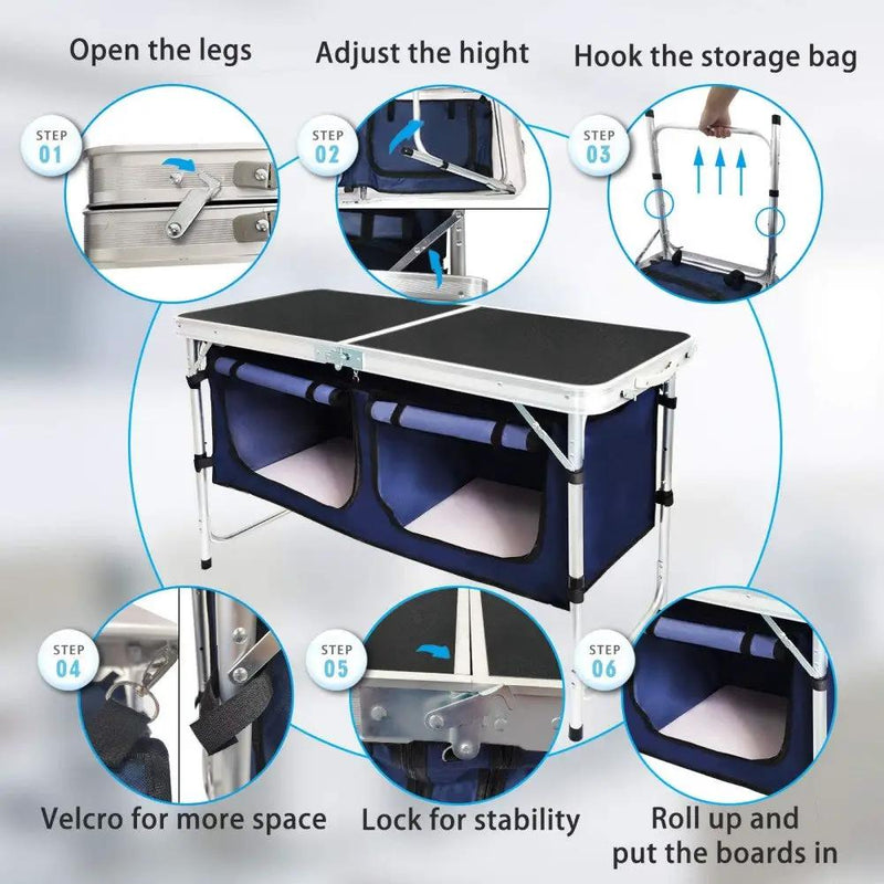 Folding Camping Table With Storage Compartment by HouseOfZazla