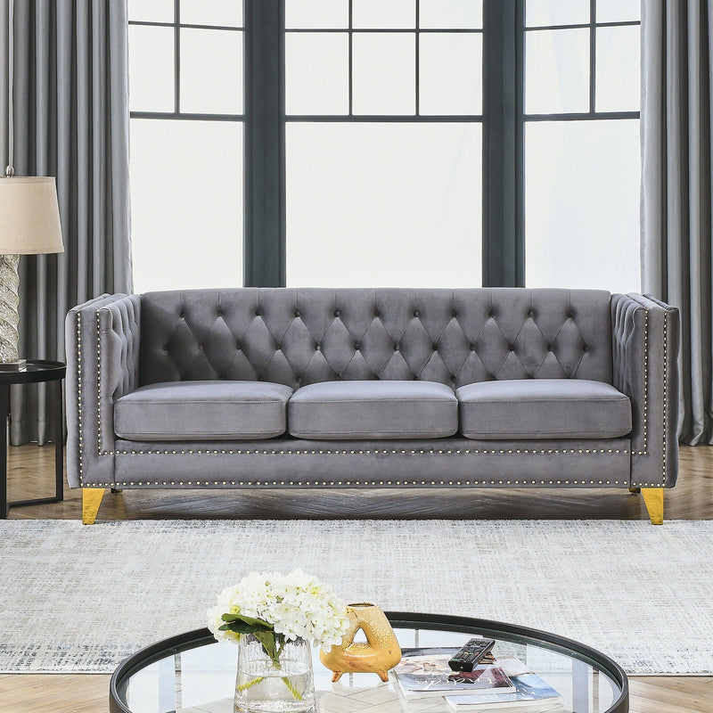 Upholstered Couch Sofa With Button Tufting For Living Room by HouseOfZazla