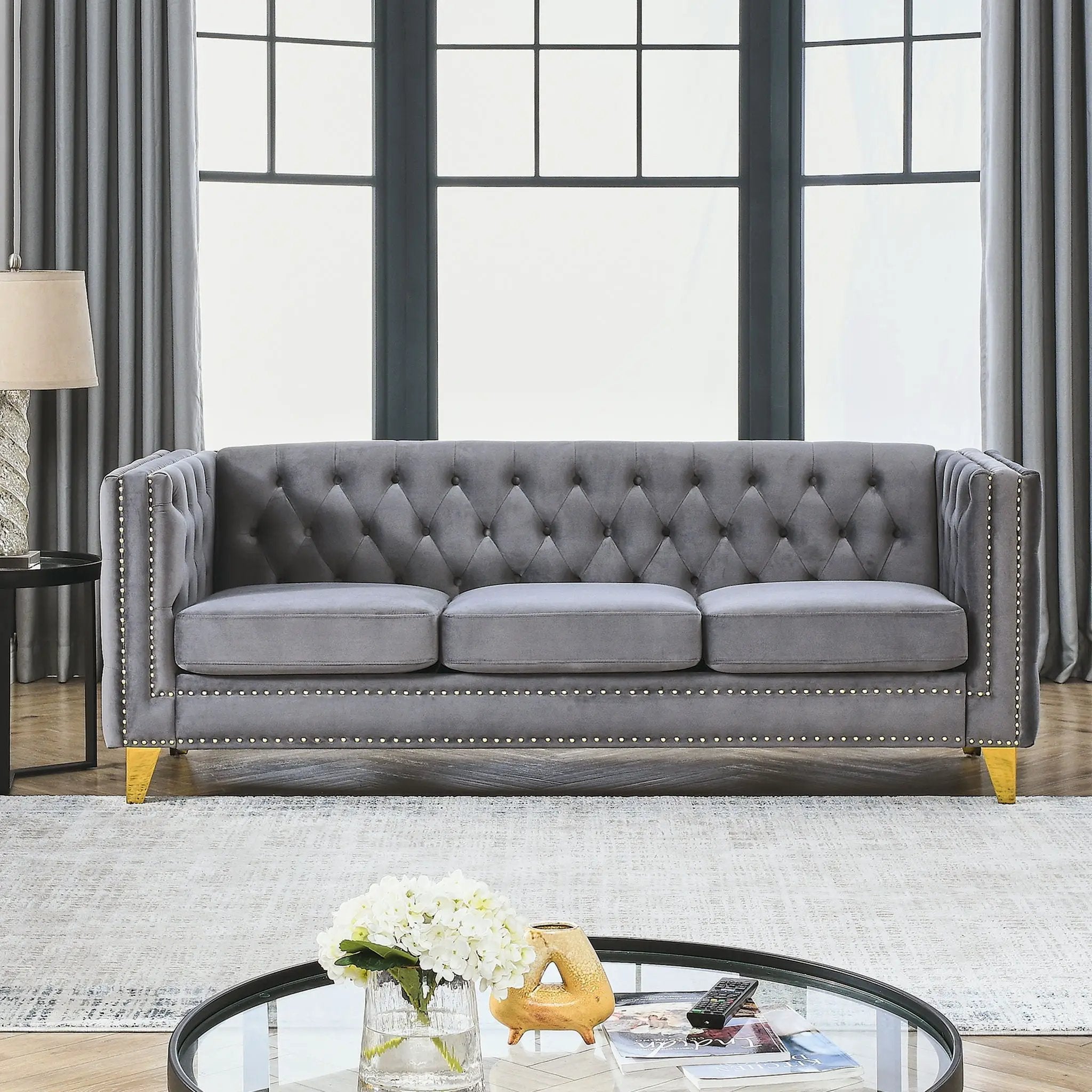 Modern Sofa With Button Tufting, Upholstered Couch For Living Room by HouseOfZazla