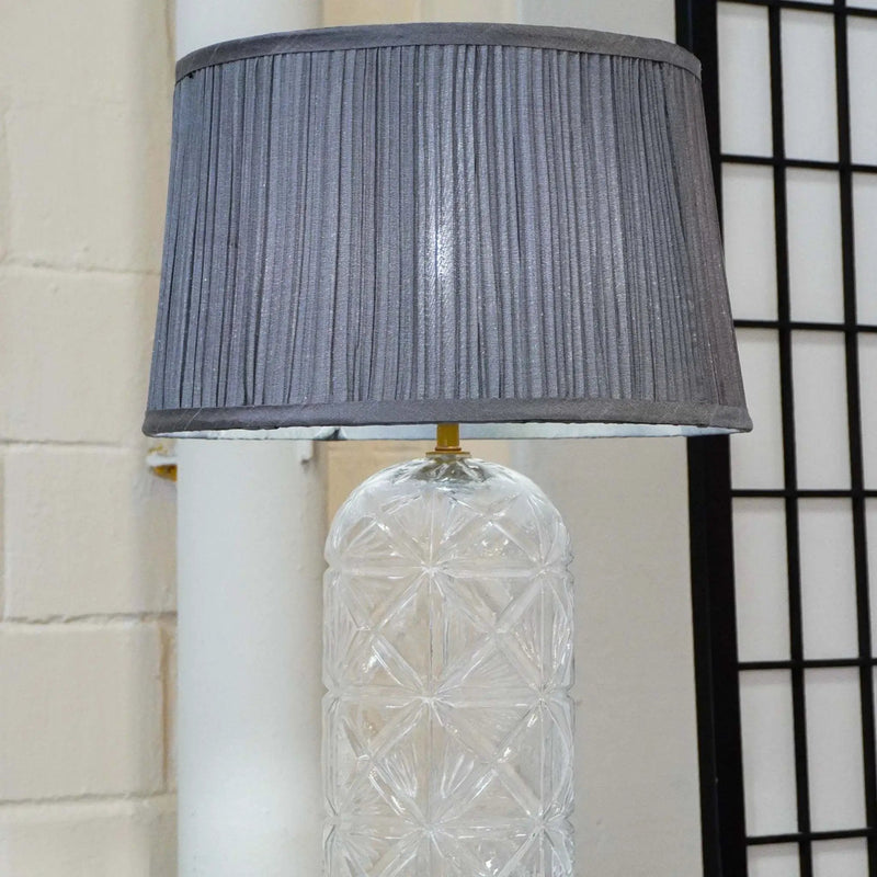 Luxora Decorative Glass Table Lamp with Gold Finish and Grey Shade by HouseOfZazla