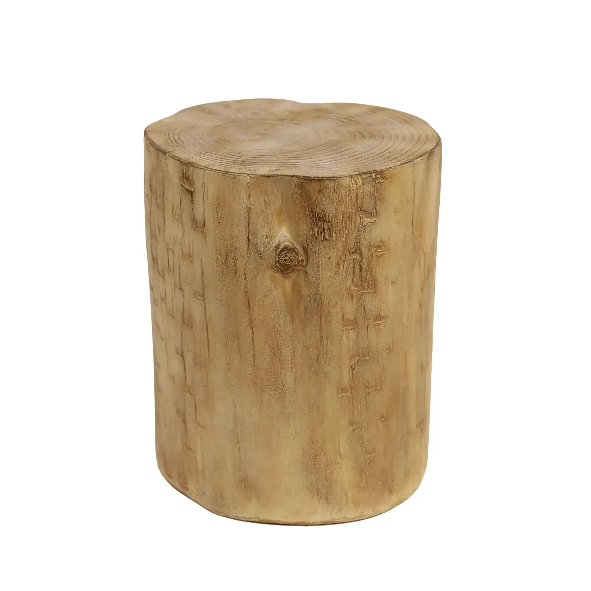 Hand Painted Wood Stump Style Outdoor Side Table - Light Brown by HouseOfZazla