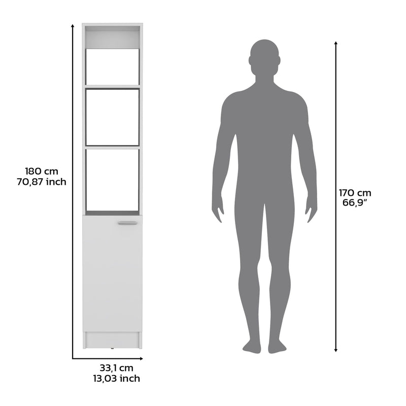 White Linen Cabinet with Adjustable Shelves - 1 Door, 6 Shelves, photo 7 of 8
