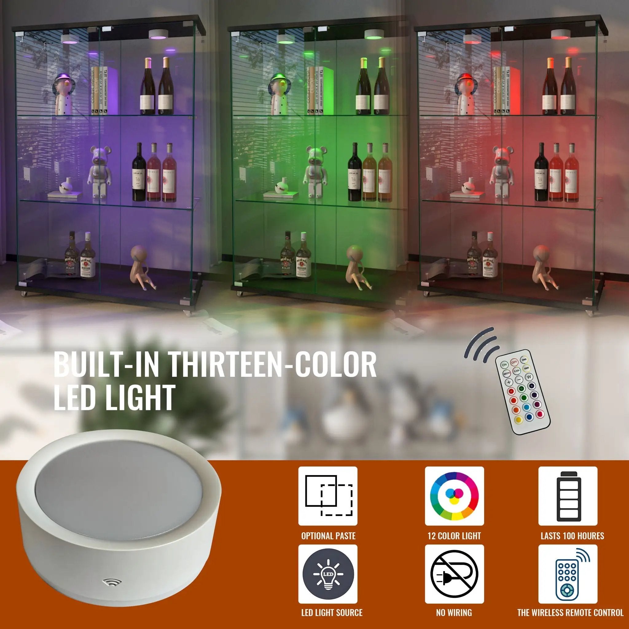 Modern Display Cabinet With LED Lights, Transparent Tempered Glass 2 Door Storage Case With 3 Shelves by HouseOfZazla