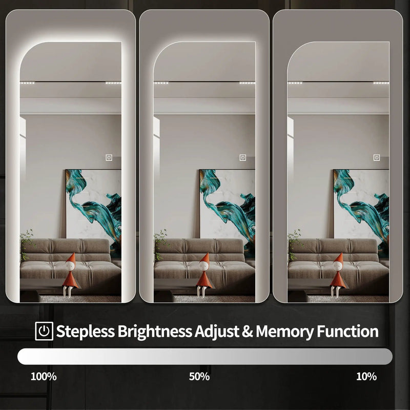 Irregular Shape LED Full Length Wall Mirror With 3 Color Dimmable Lighting - Silver by HouseOfZazla