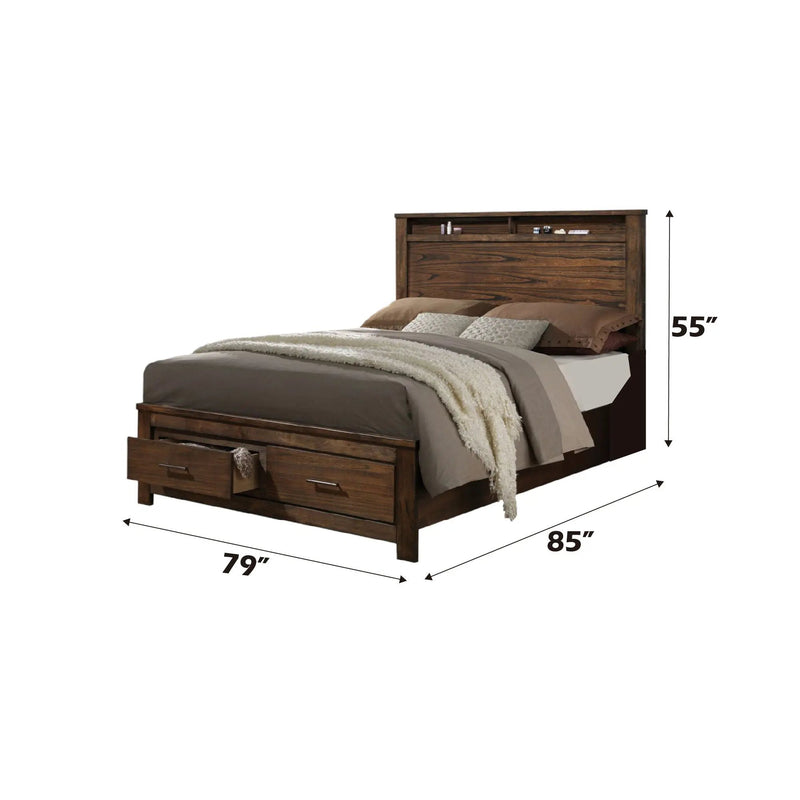Merrilee Eastern King Bed With Storage - Oak by HouseOfZazla