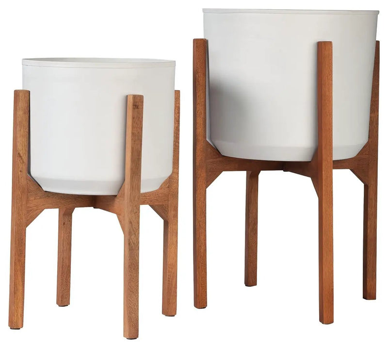 Dorcey - Planter Set (Set of 2) - White / Brown by Unique Piece Furniture