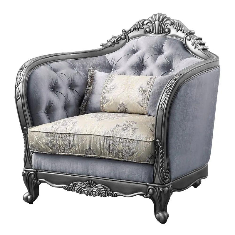 Ariadne - Chair With Pillow - Fabric & Platinum by Unique Piece Furniture