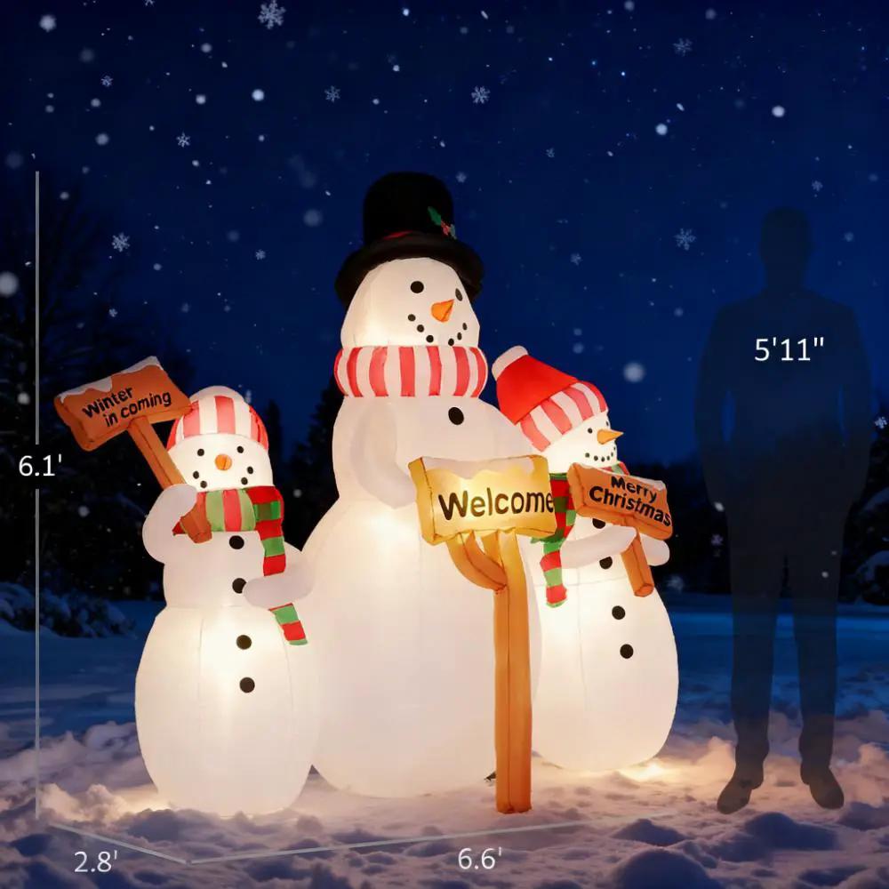 6.1' Inflatable Outdoor Christmas Display - Three Snowmen by HouseOfZazla