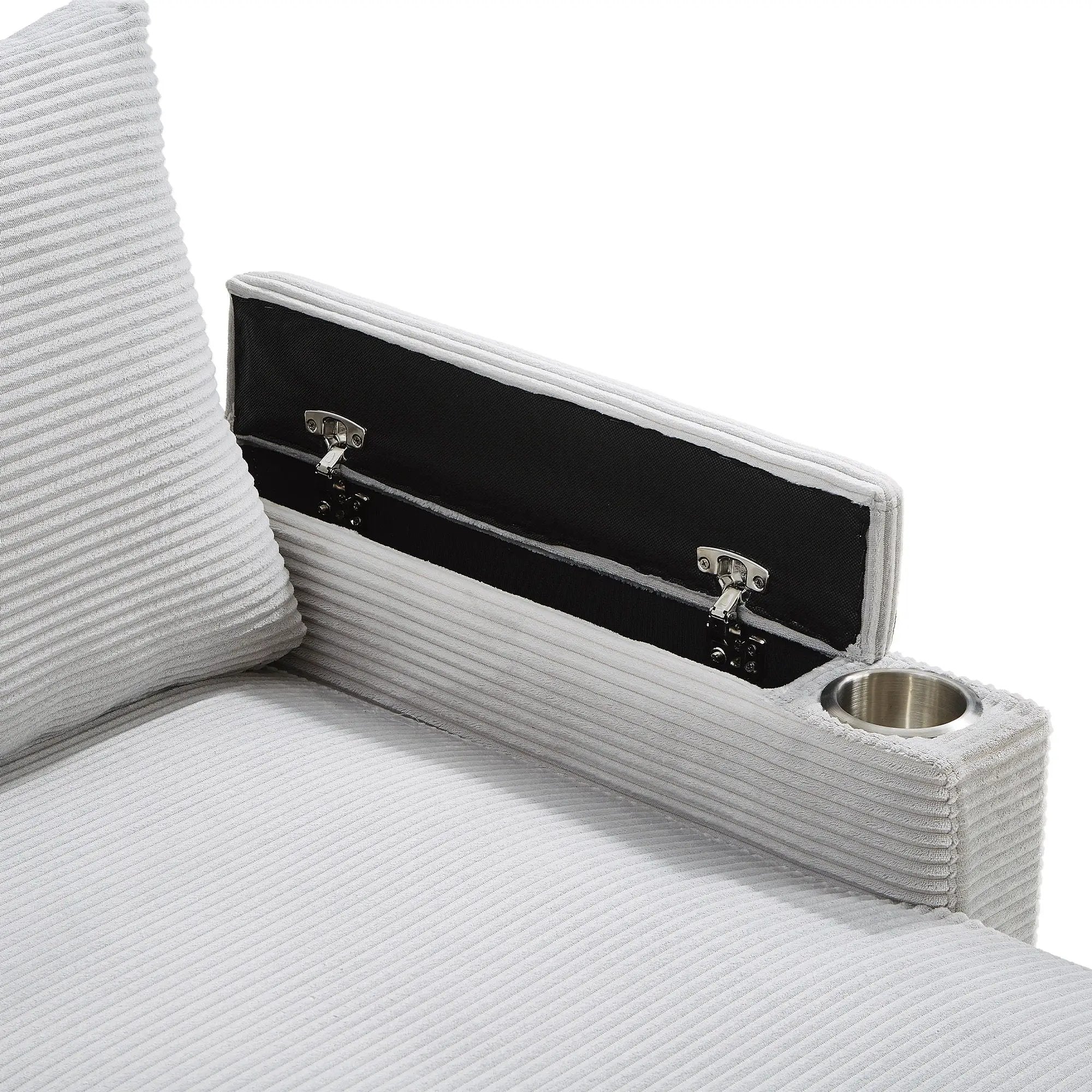 U Shaped Sectional Sofa Bed With Storage Chaise Lounges, USB Ports, And Cup Holders by HouseOfZazla