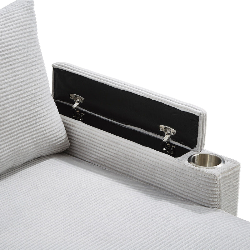 U Shaped Sectional Sofa Bed With Storage Chaise Lounges, USB Ports, And Cup Holders by HouseOfZazla