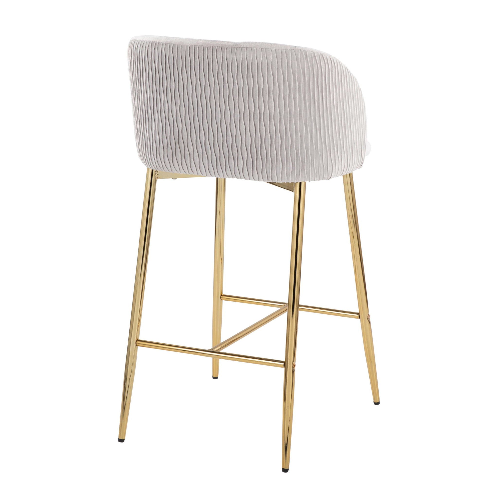 Fran - Pleated Waves Contemporary / Glam Fixed Height Counter Stool (Set of 2) by HouseOfZazla