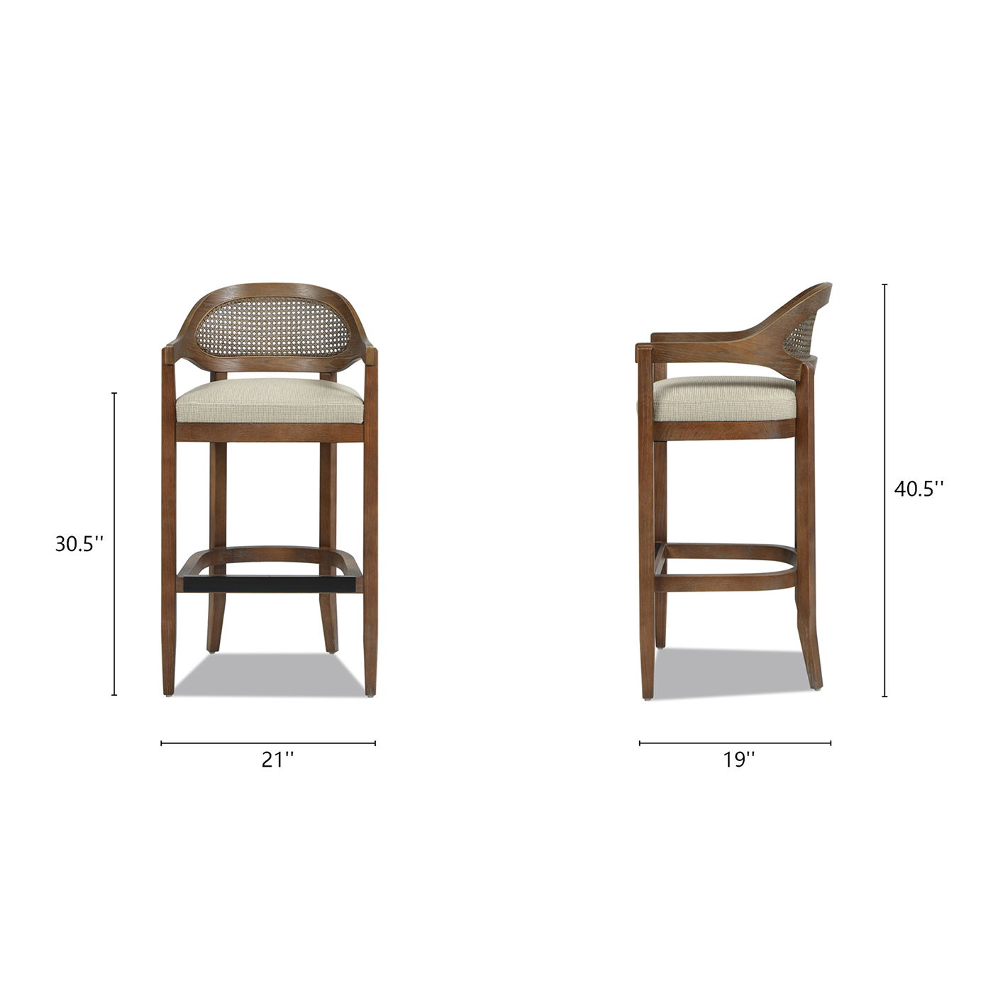 Americana - Mid-Century Modern Cane Back Counter Stool by HouseOfZazla