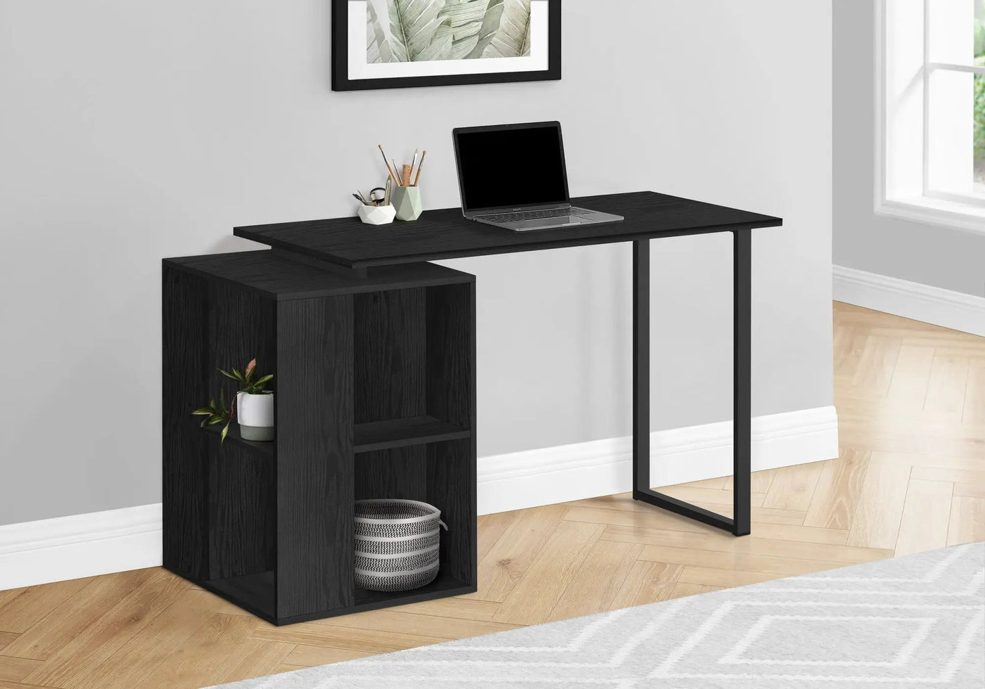 Computer Desk, Home Office, Left, Right Set-Up, Storage Shelves, Work, Laptop, Contemporary, Modern by Unique Piece Furniture