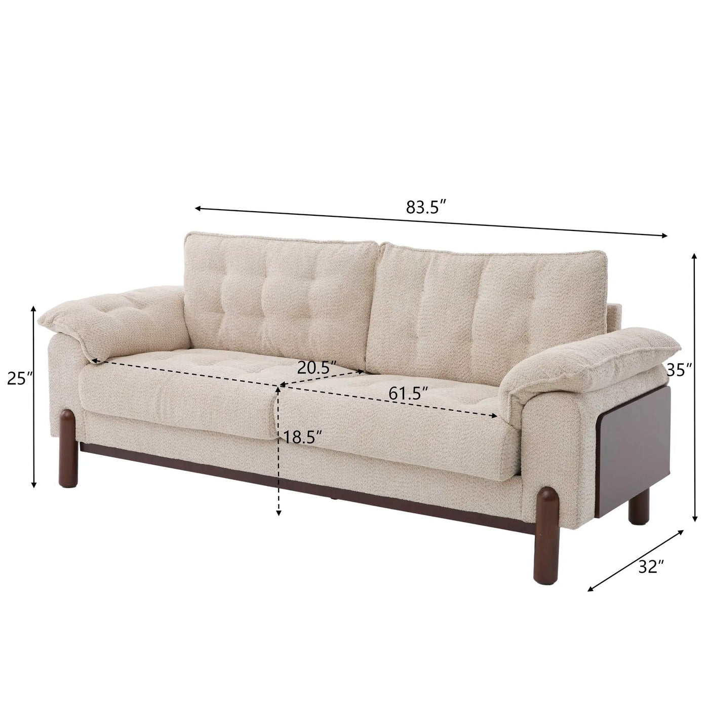 83.5 in. 3 Seater Modern Boucle Upholstered Sofa by HouseOfZazla