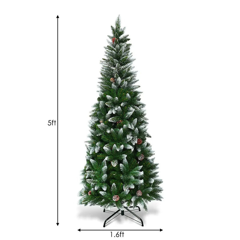 5/6/7.5 Feet Artificial Pencil Christmas Tree with Pine Cones by DirectDeals