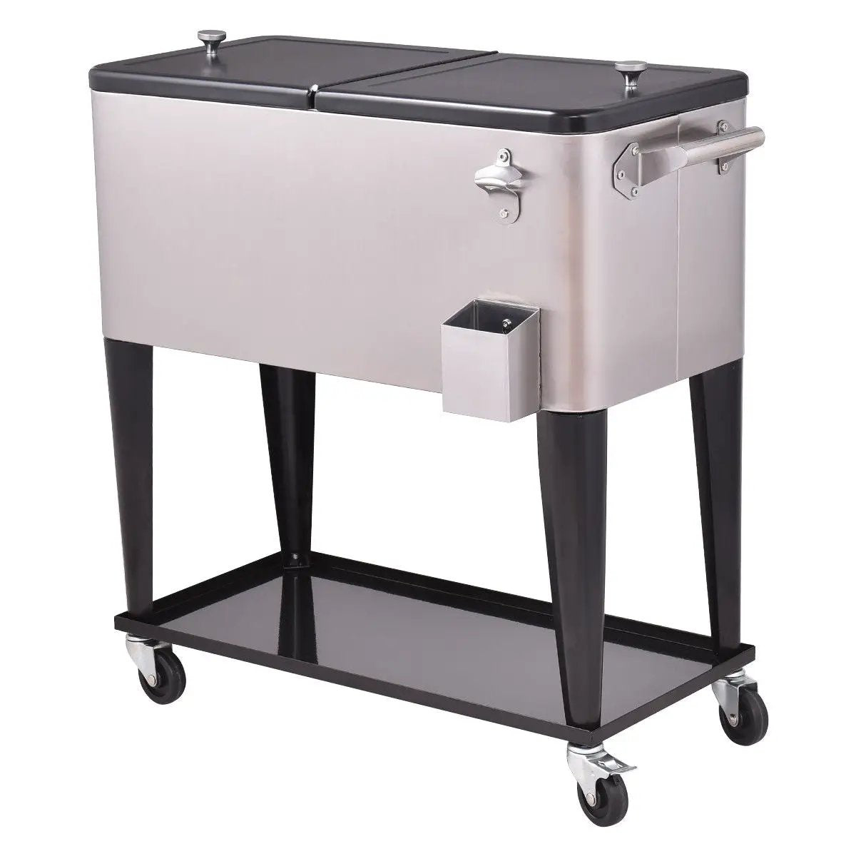 80 Quart Patio Rolling Stainless Steel Ice Beverage Cooler by DirectDeals