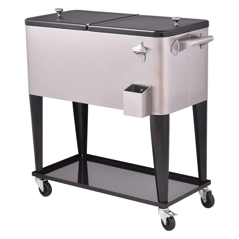 80 Quart Patio Rolling Stainless Steel Ice Beverage Cooler by DirectDeals
