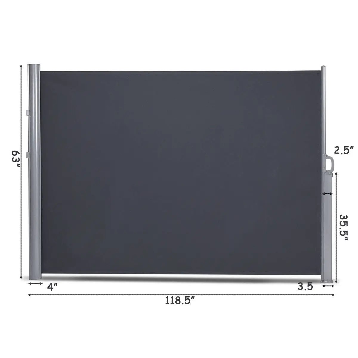 118.5 x 63 Inch Patio Retractable Folding Side Awning Screen Privacy Divider by DirectDeals