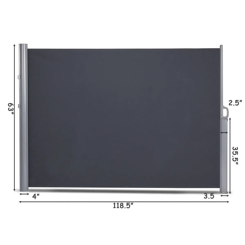 118.5 x 63 Inch Patio Retractable Folding Side Awning Screen Privacy Divider by DirectDeals