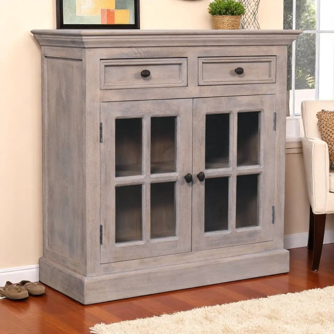 Cabinet With Glazed Doors by Unique Piece Furniture