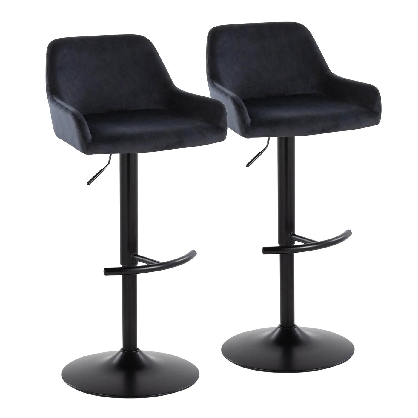 Daniella - Contemporary Adjustable Barstool With Swivel With Rounded T Footrest (Set of 2) by HouseOfZazla