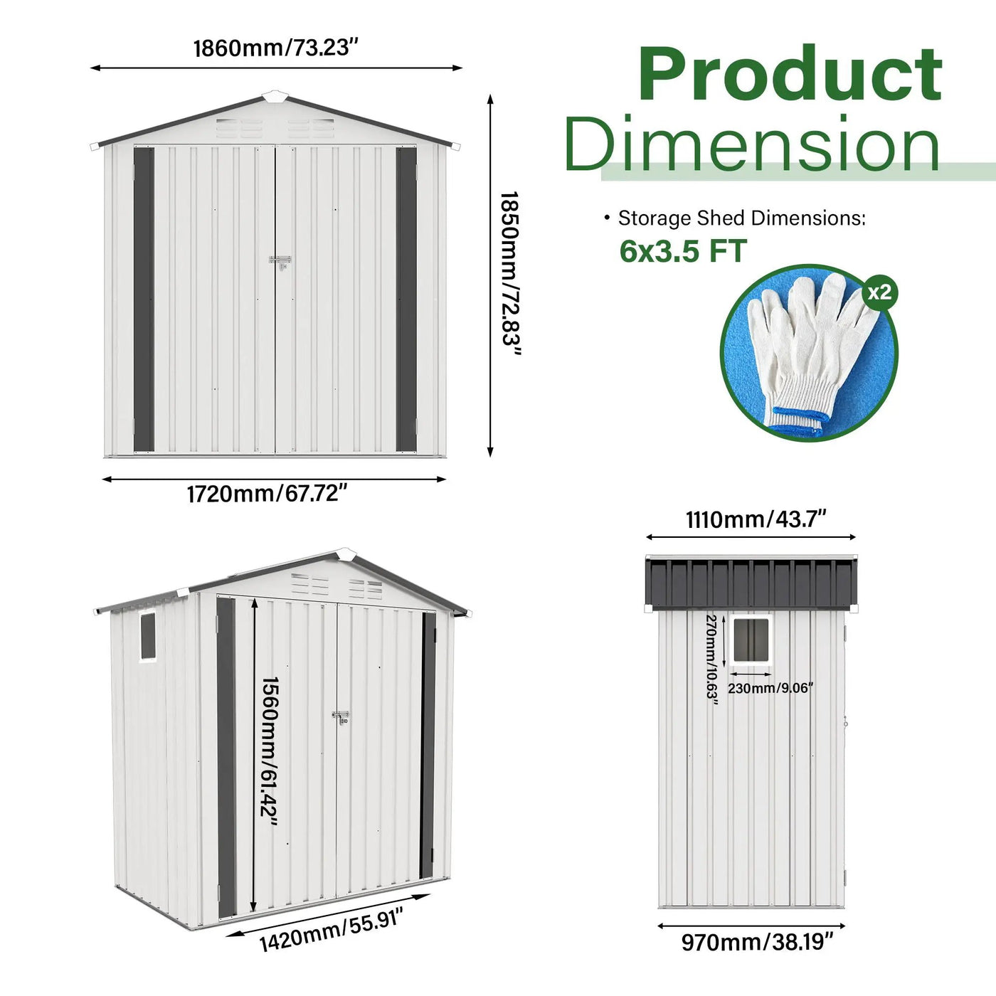 Garden Tool Shed Metal Storage Shed With Peaked Roof Waterproof Lockable Door by HouseOfZazla