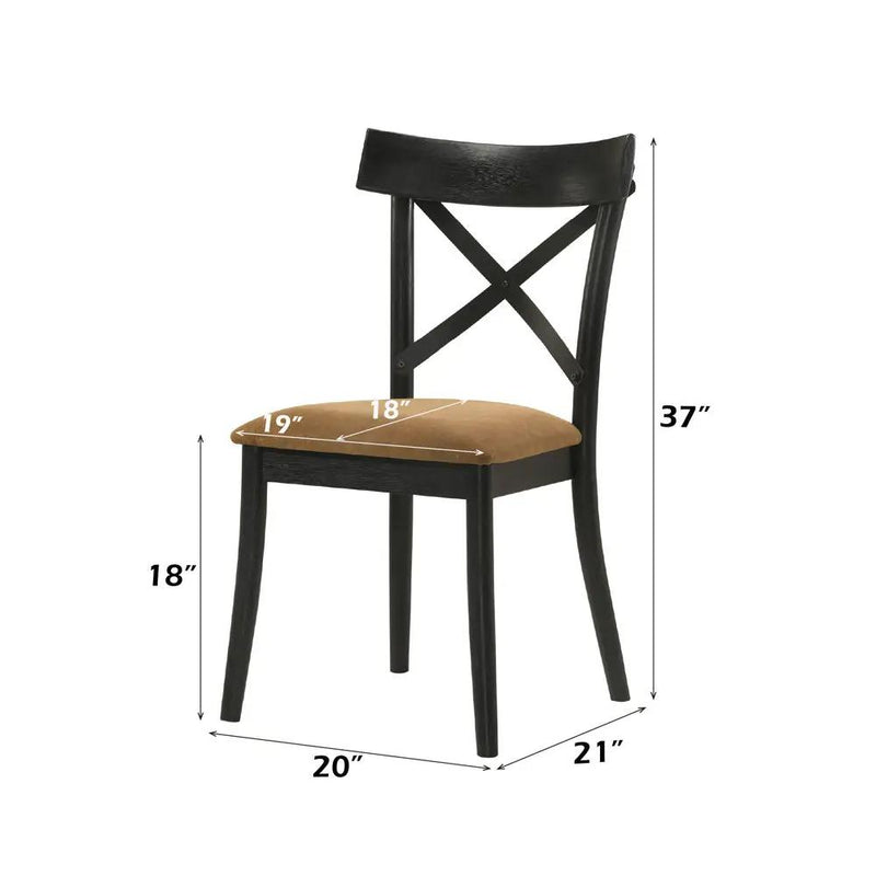 Hillary - Side Chair (Set of 2) - Brown Leather Aire, Walnut & Black by Unique Piece Furniture