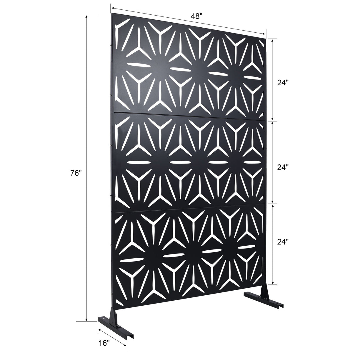 Metal Privacy Screen Room Divider with Freestanding Panels - Black, White, Dark Brown, photo 34 of 40
