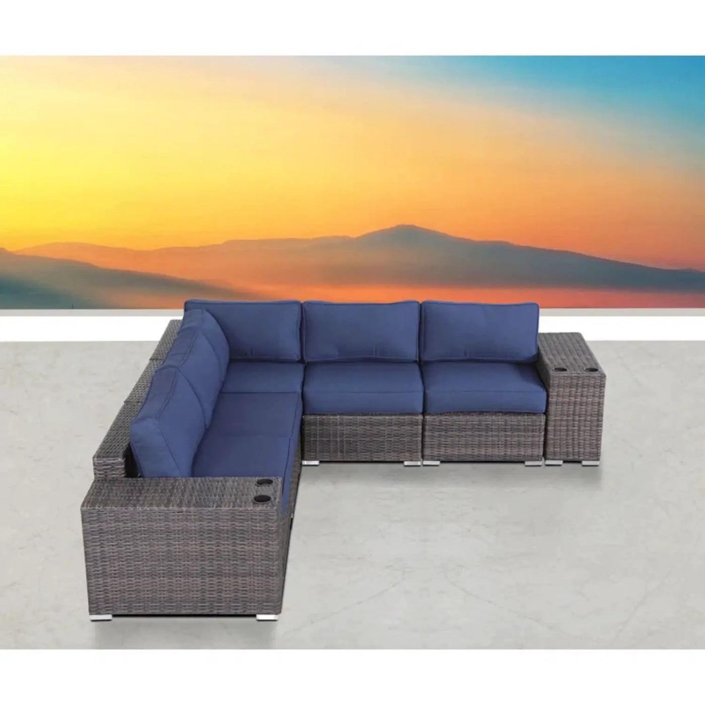 Modern Rattan Wicker Seating Group With Cushions by Unique Piece Furniture