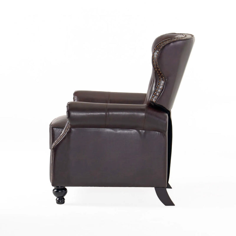 Contemporary Style Push Back Recliner with Button Tufted Stitching and Nailhead Trim by HouseOfZazla