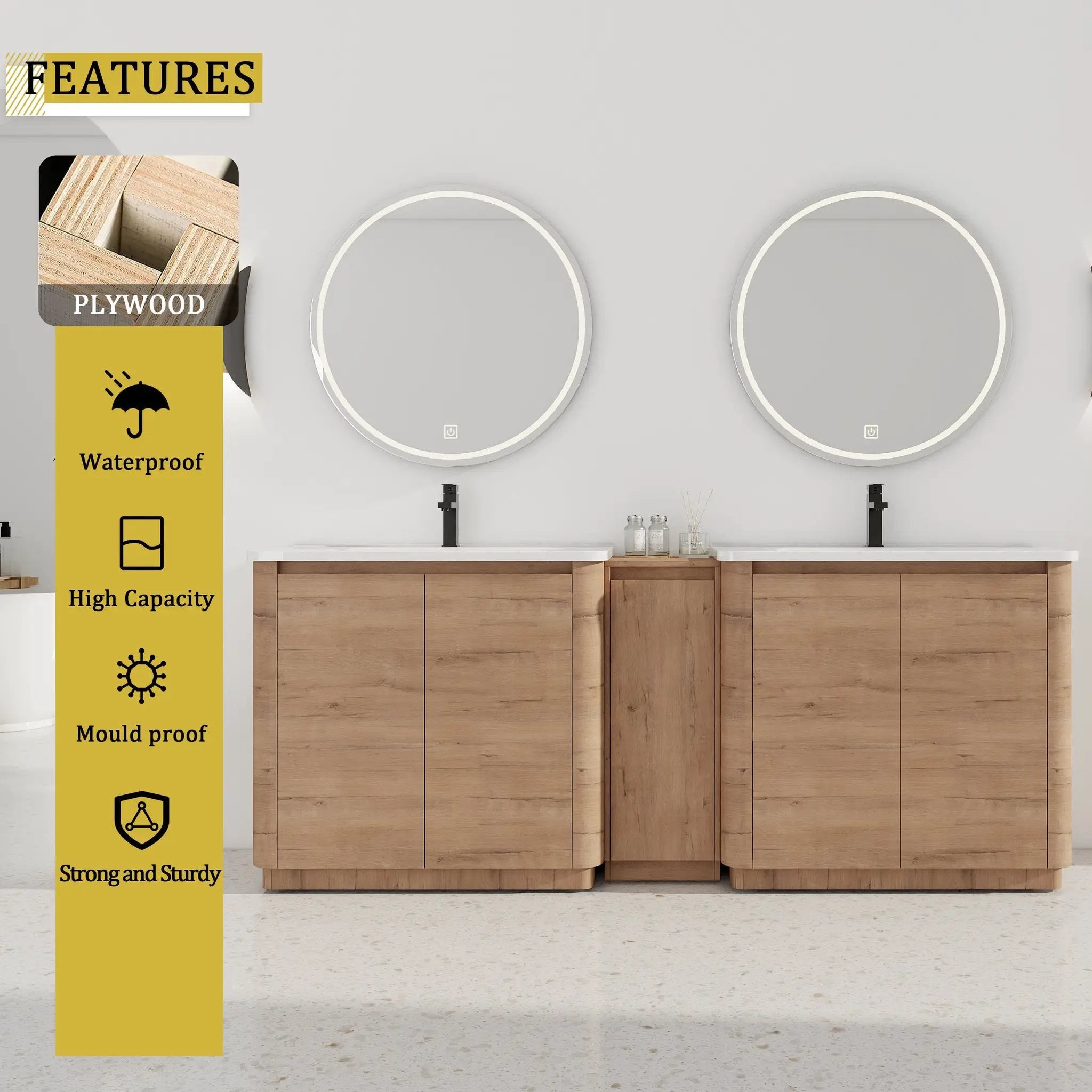 84'' Freestanding Bathroom Vanity with Ceramic Sink by HouseOfZazla