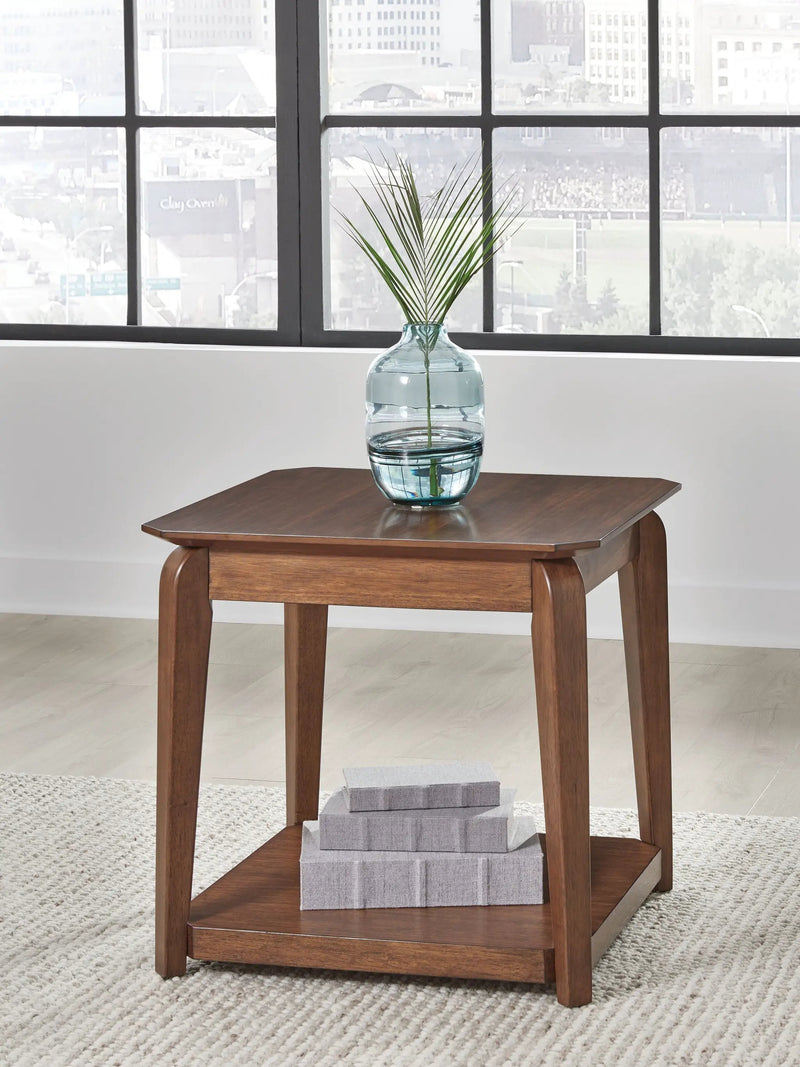 Trenmour - Square End Table - Medium Brown by Unique Piece Furniture
