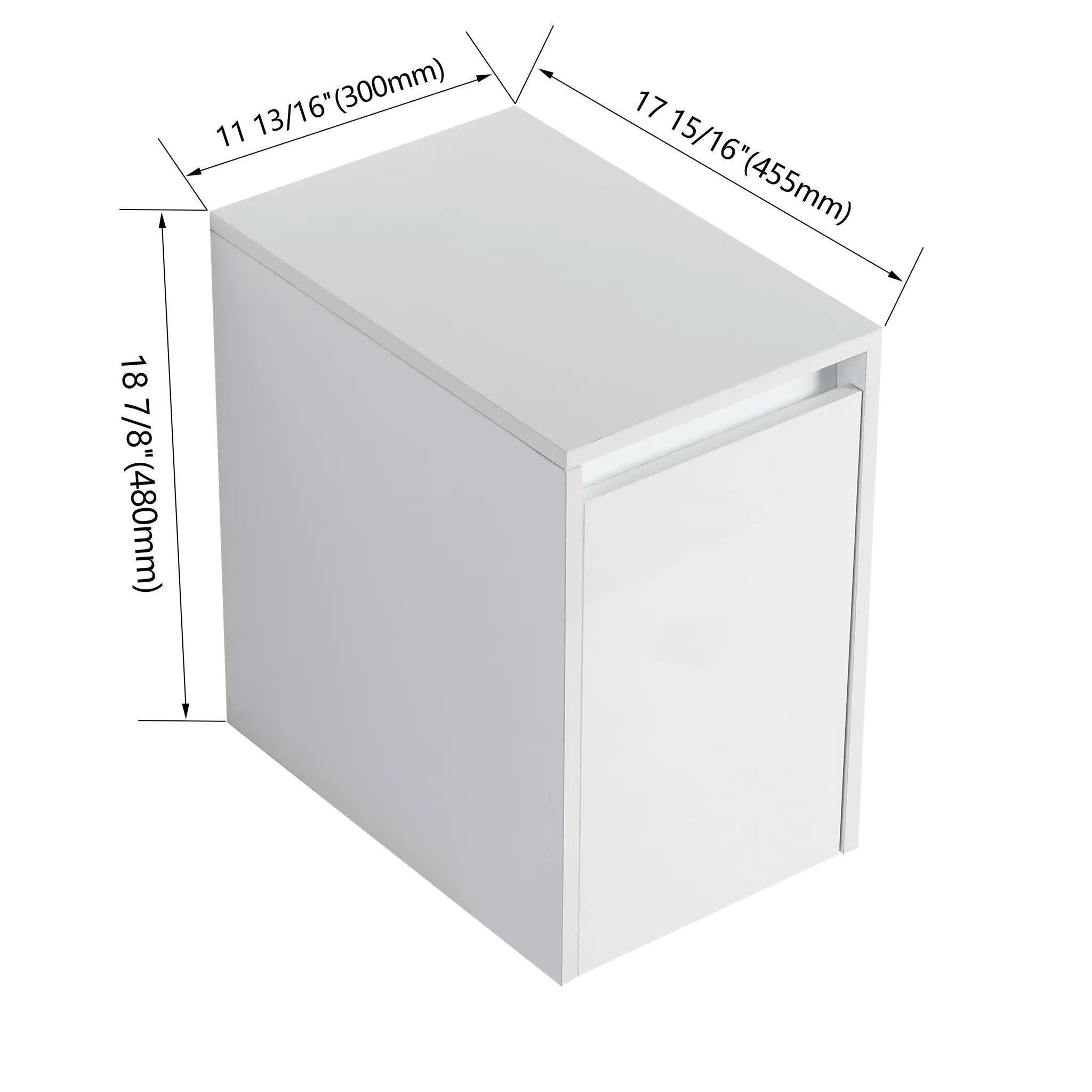 12" Bathroom Side Cabinet, Soft Close Doors, Float Mounting Design, Glossy by HouseOfZazla
