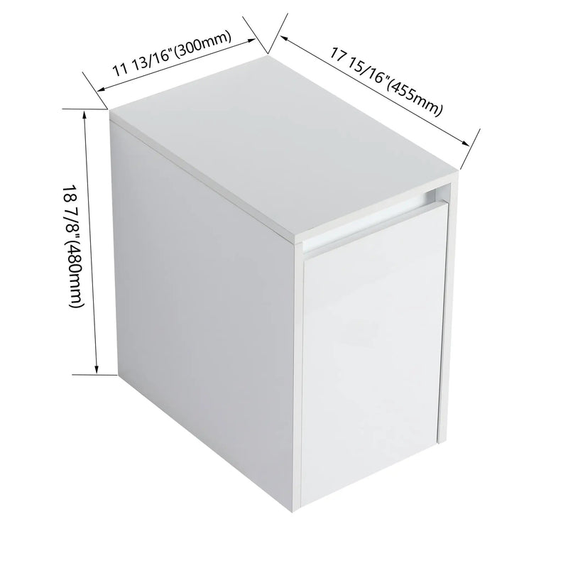 12" Bathroom Side Cabinet, Soft Close Doors, Float Mounting Design, Glossy by HouseOfZazla