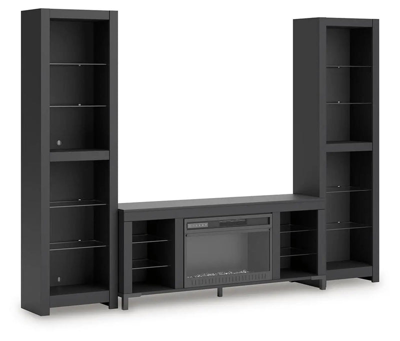 Cayberry - 3-Piece Entertainment Center With Electric Fireplace - Black by Unique Piece Furniture