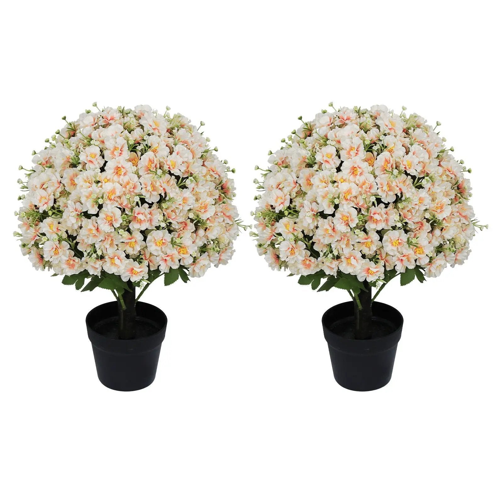 Artificial Snow Lotus Potted Plant, Artificial Floral Decor For Indoor & Outdoor Spaces - White / Pink by HouseOfZazla