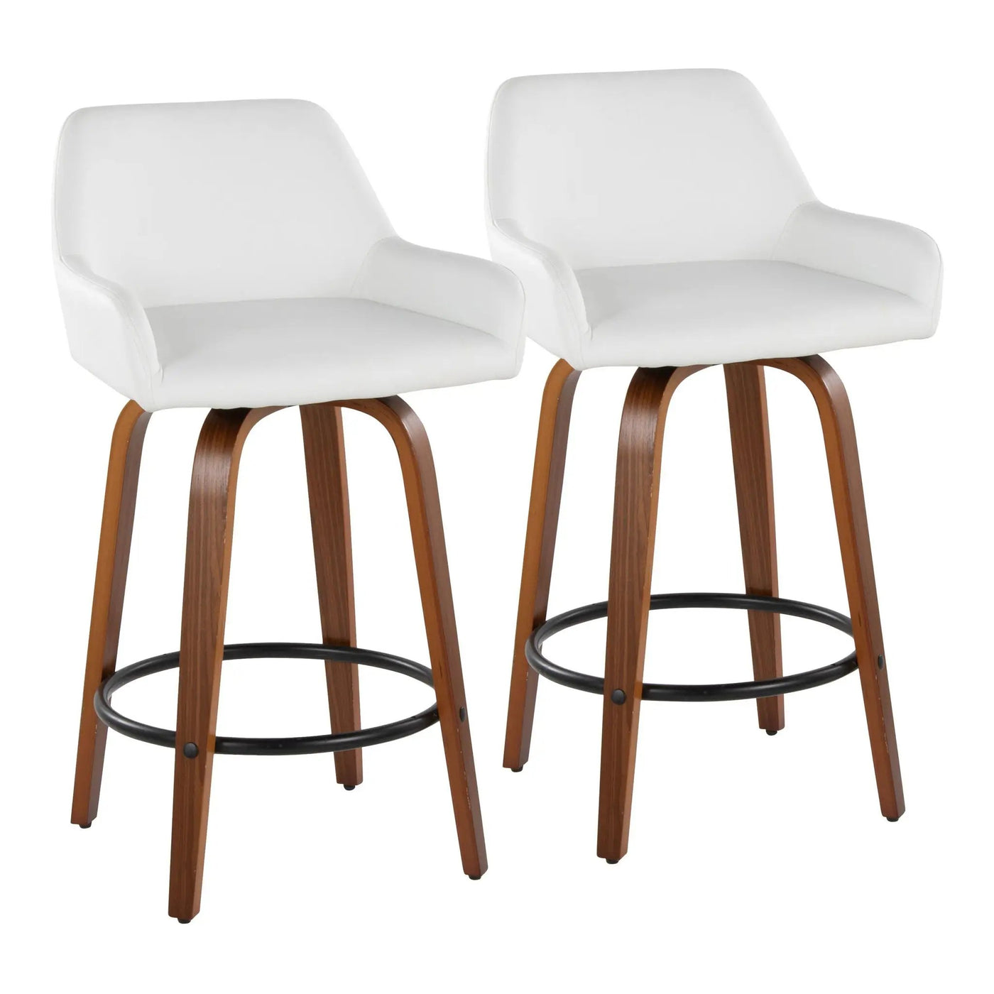Daniella - Contemporary Fixed Height Counter Stool With Swivel With Round Footrest (Set of 2) by HouseOfZazla