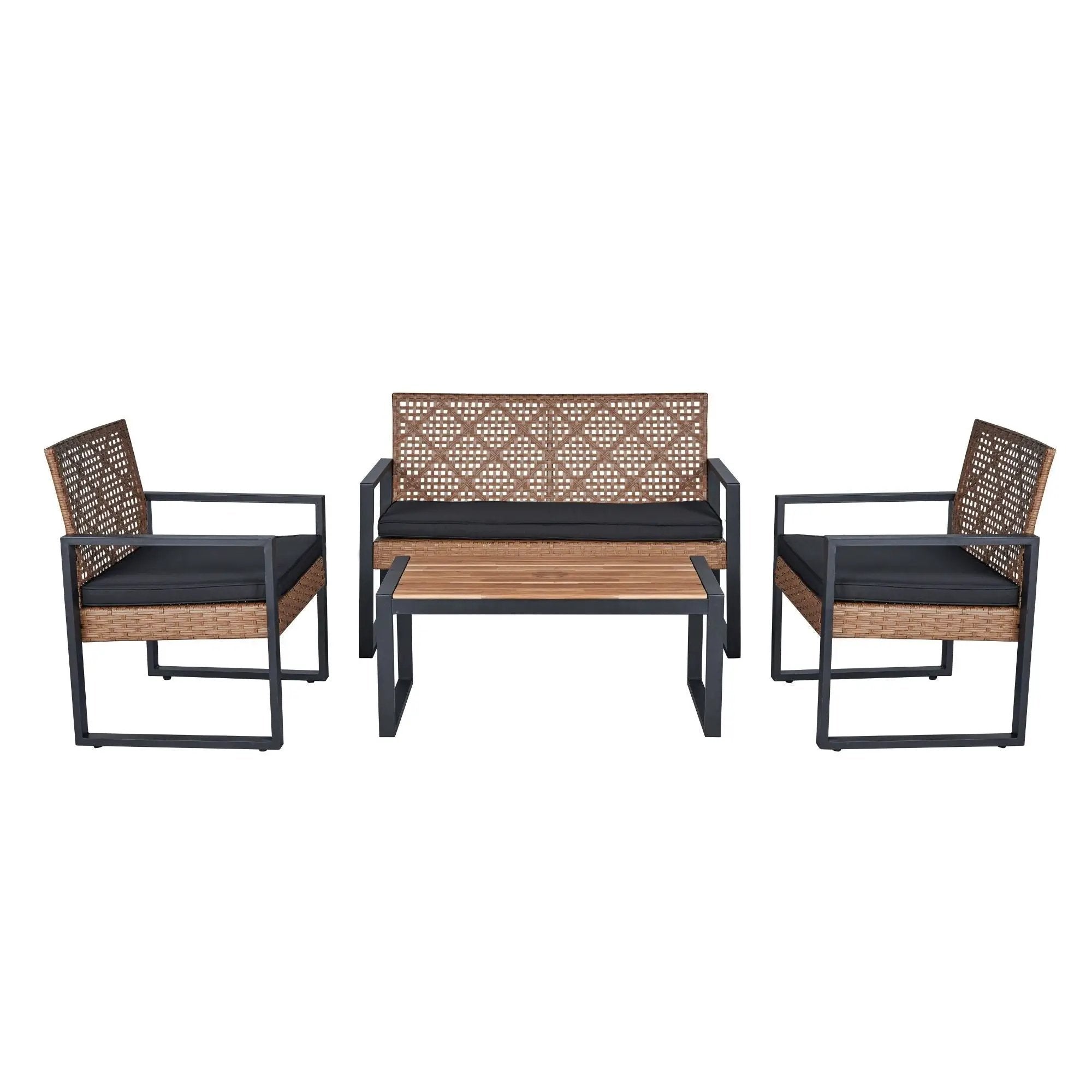 4 Piece Patio Furniture Set With Acacia Wood Table Top And Cushions by Unique Piece Furniture